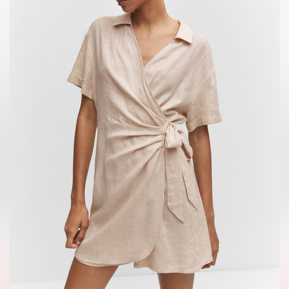 NWOT MANGO Bow wrap jumpsuit, Size M, Color Cream